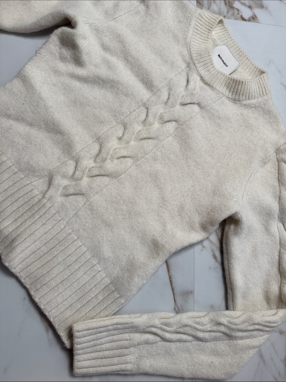 Reformation Wool Cream Pull Over Sweater Sz XS Trendy Winter Preppy